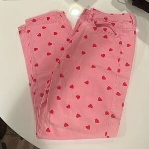 Pink and red heart jeans